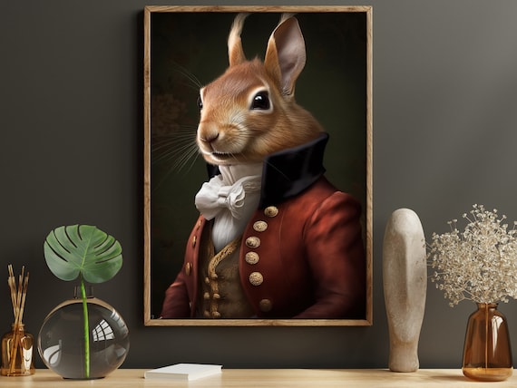 Gentleman Squirrel Portrait In Red Regency Military Coat Art Poster