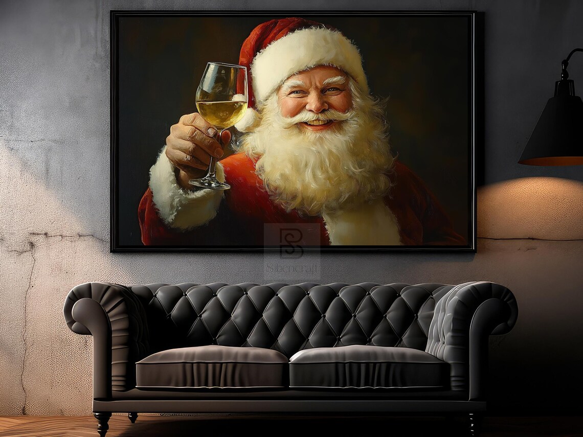 Vintage Santa Cheering Poster, Cozy Christmas Decor - Image 6