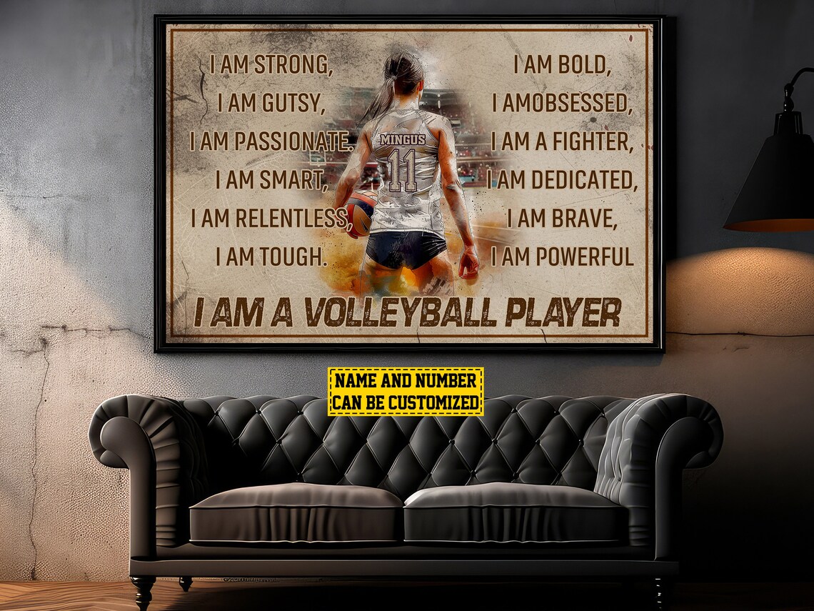 Volleyball Player Affirmations Personalized Poster Custom Name Number Wall Art - Image 5