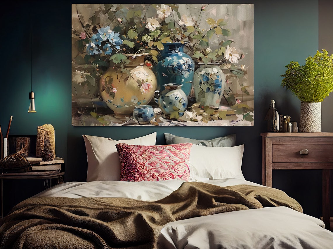 Vintage Flowers Vase Oil Painting Flowers Vase Print Cottage Flowers Flowers Poster Flowers Wall Art - Image 5