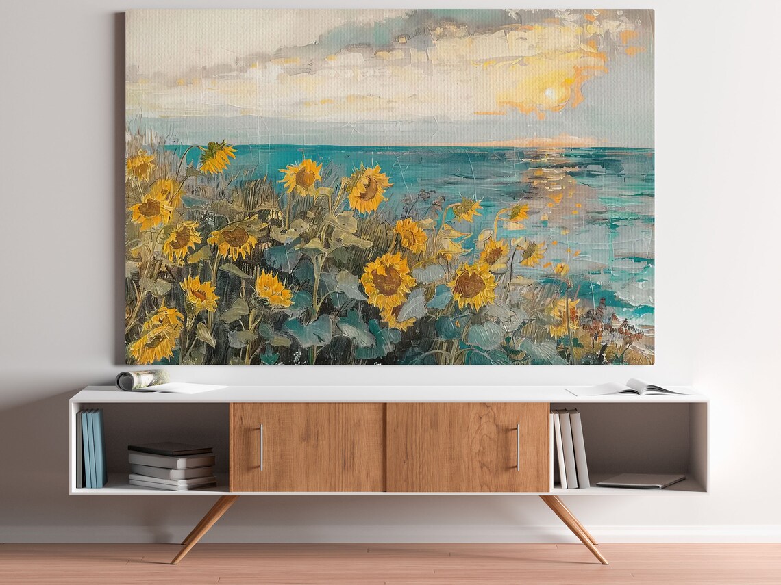 Vintage Sunflowers Field Art Print, Cottage Flowers - Image 3