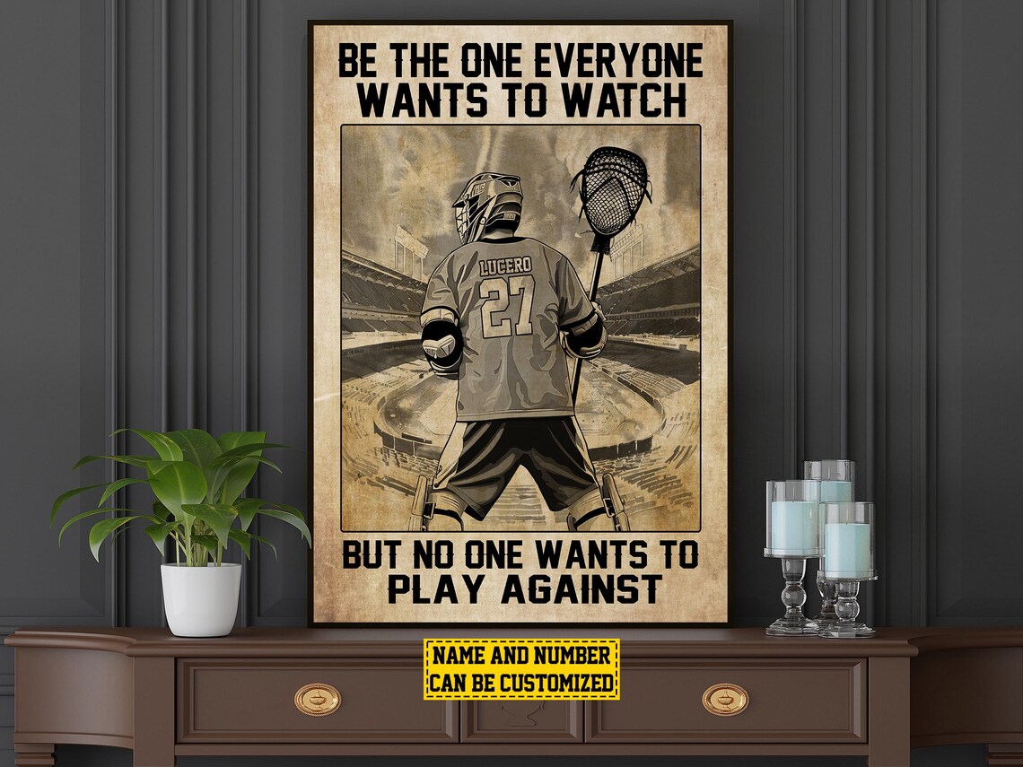 Personalized Lacrosse Boy Be The One Quote Custom Name Number Sports Poster - Image 6