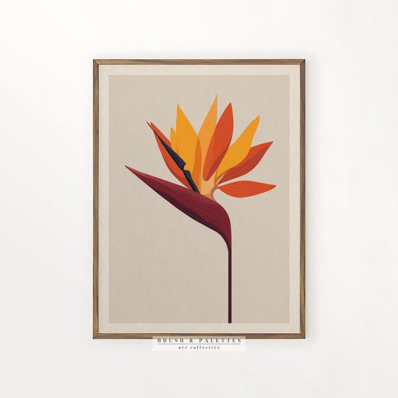 Bird Of Paradise Flower Print Modern Botanical Wall Decor Bold Floral Art For Minimalist Or Tropical Homes