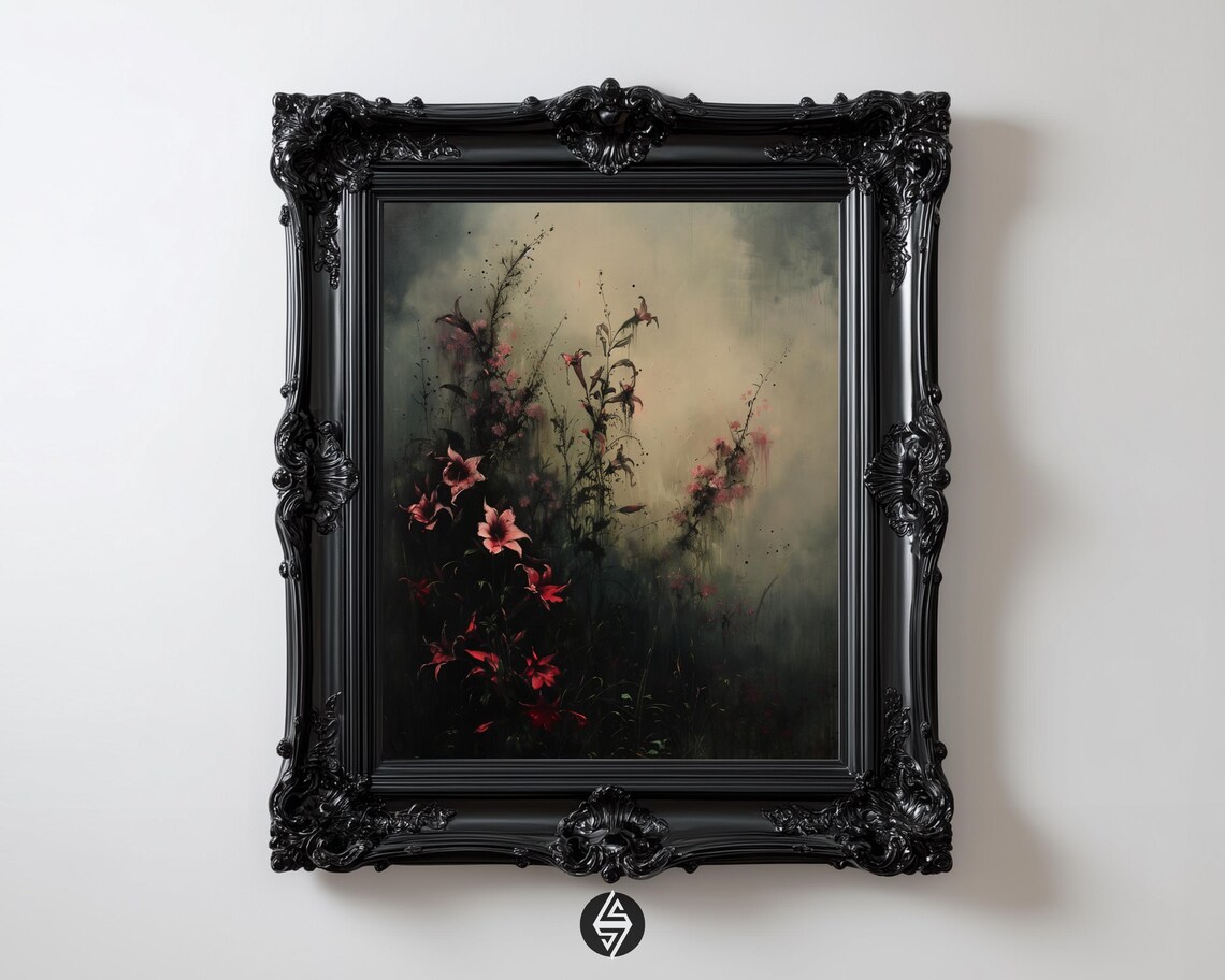 Dark Floral Gothic Lily Art Print, Moody Botanicals