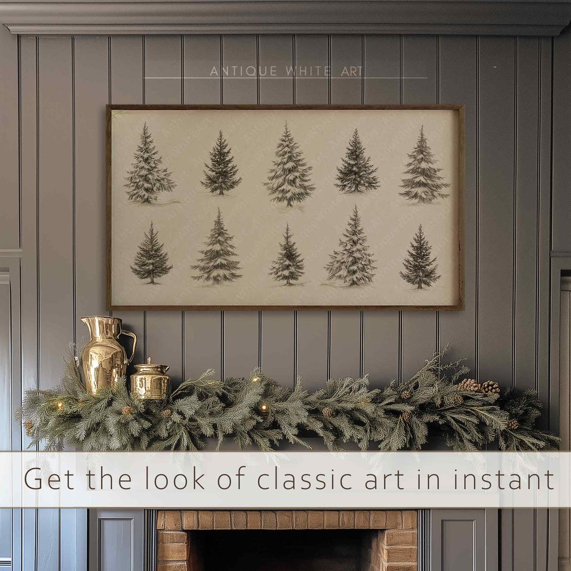 Ten Evergreen Trees Vintage Sketch Botanical Winter Wall Art - Image 4