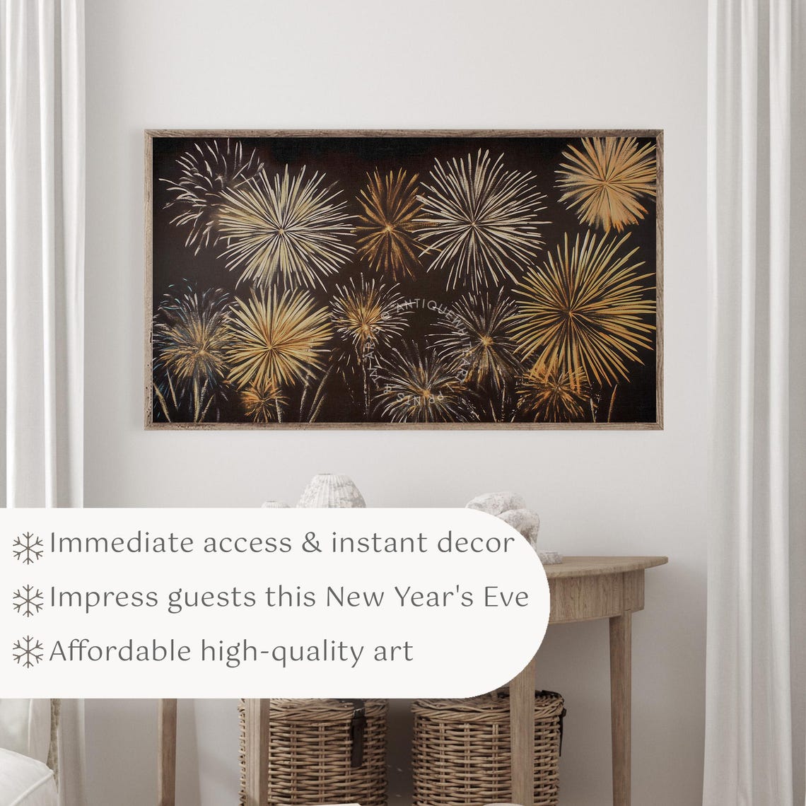 New Year Frame Tv Art Fireworks Art For Tv Year End Party Decor New Year Art Farmhouse Painting New Year Holiday Decor Wa102 - Image 3