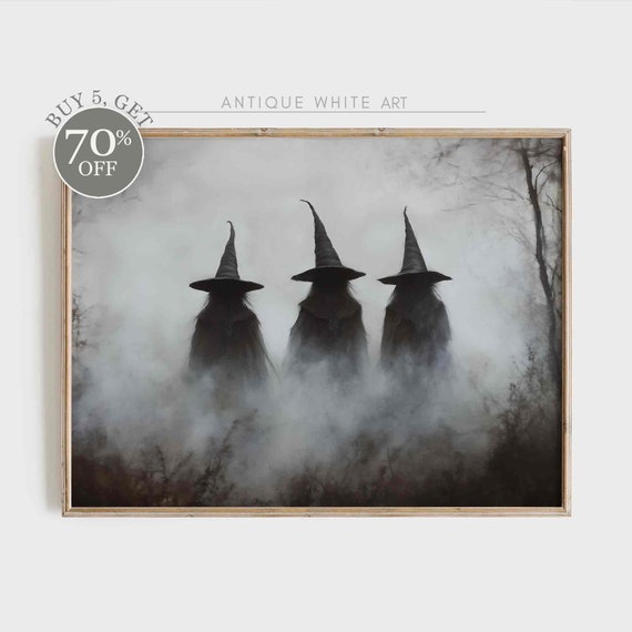 Halloween Witchy Prints, Rustic Farmhouse Wall Art