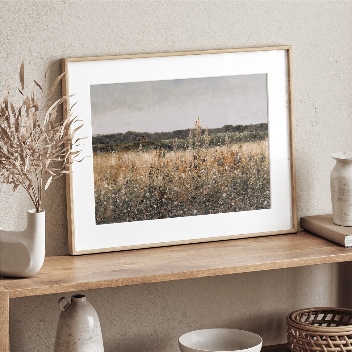 Golden Wildflower Field Landscape Vintage Country Meadow Art Poster - Image 4