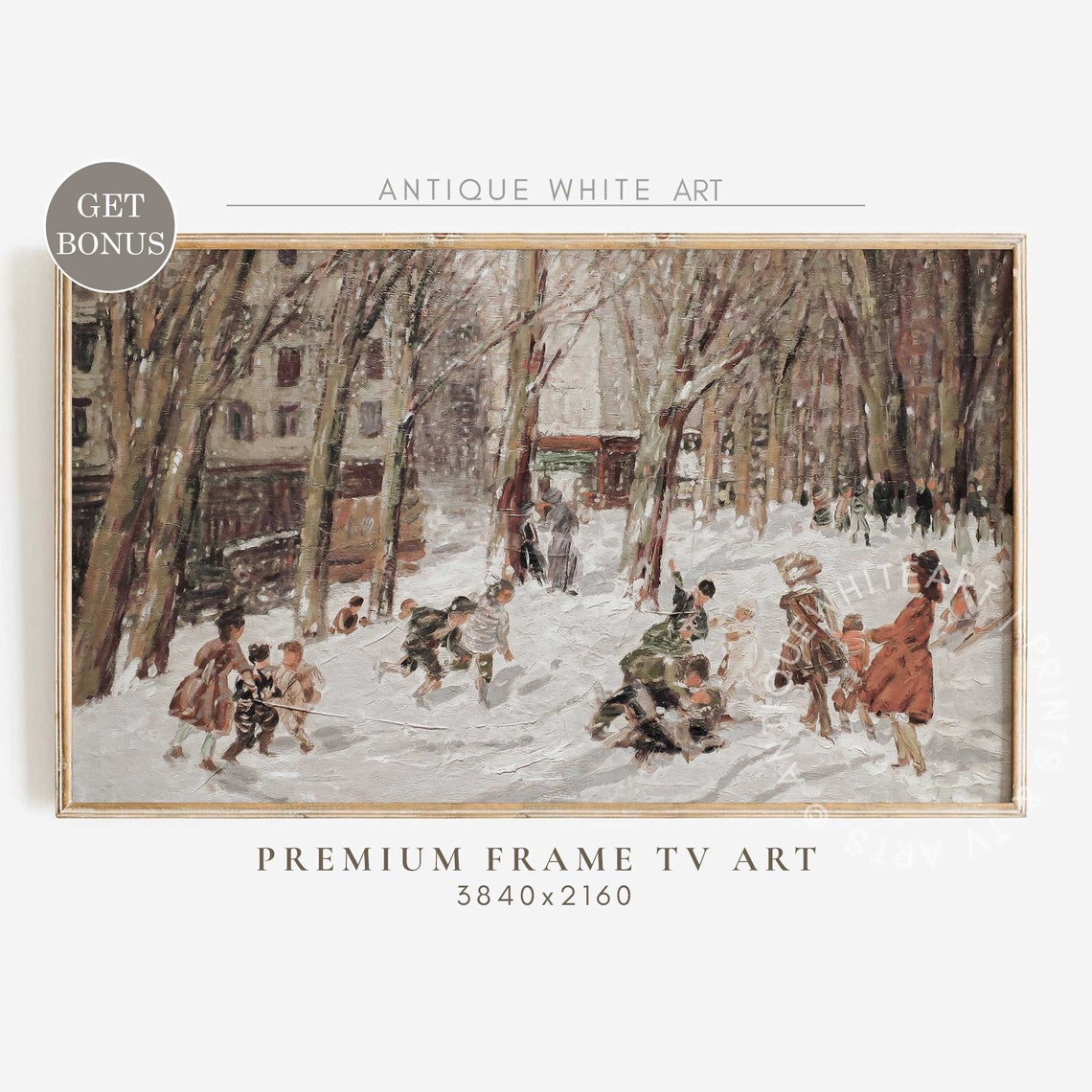 Vintage Winter Holiday Frame Tv Art Sleigh Art Christmas Art For Tv Antique Winter Oil Painting Holiday Decor Tv199