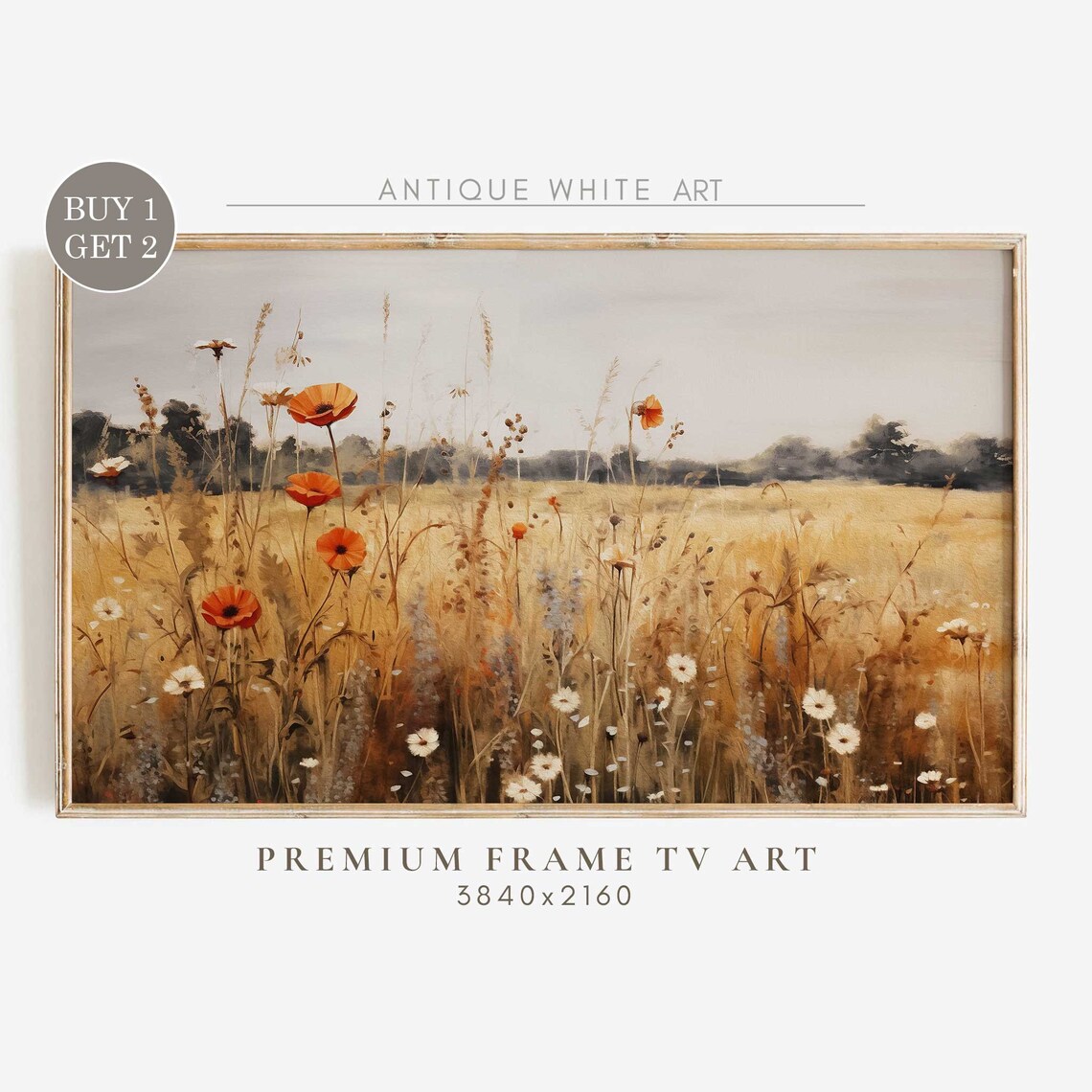 Fall Wildflowers Vintage Art Print, Autumn Decor