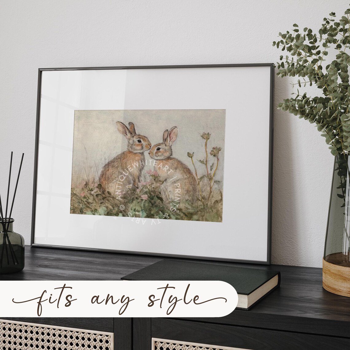 Easter Bunnies Painting, Spring Nursery Decor - Image 2