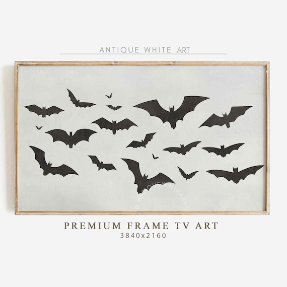 Black Bat Silhouettes Scattered On Light Background Minimalist Halloween Poster
