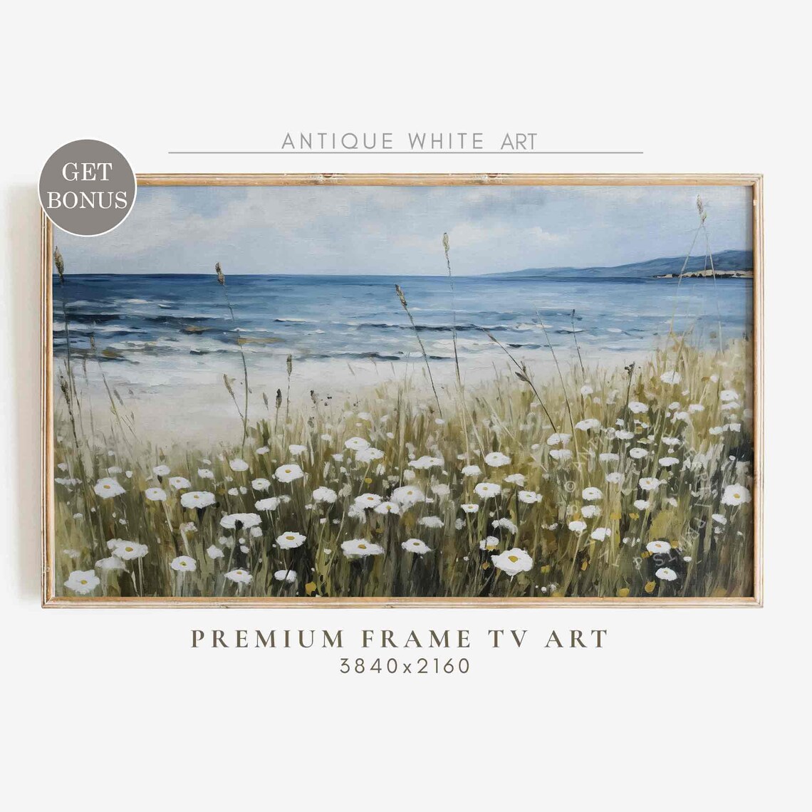 Coastal Wildflower Field Ocean Beach Art Print
