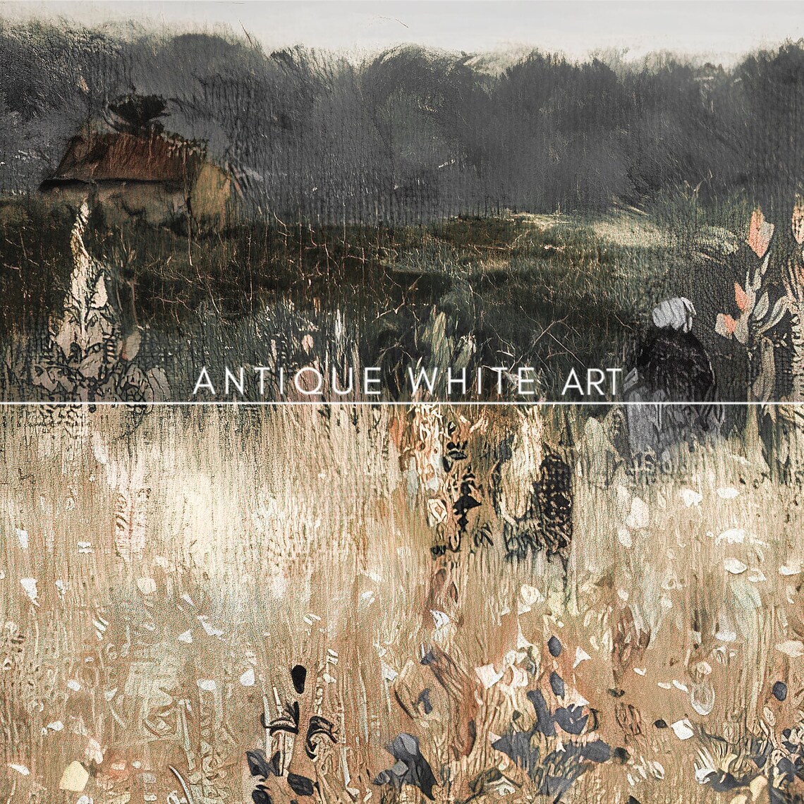 Wildflower Field Landscape Vintage Painting Art Print - Image 3