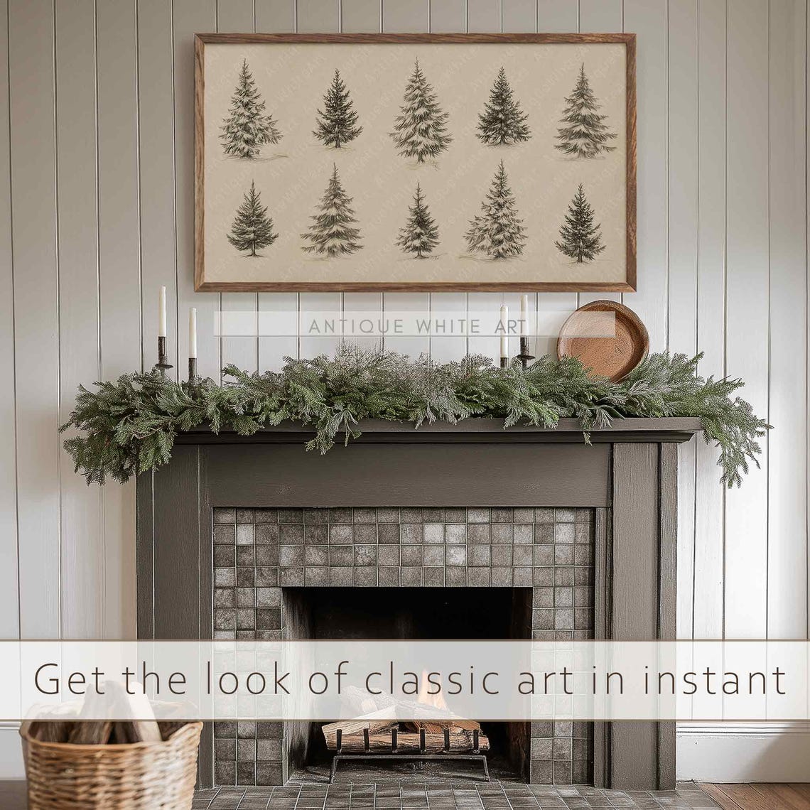 Ten Evergreen Trees Vintage Sketch Botanical Winter Wall Art - Image 2