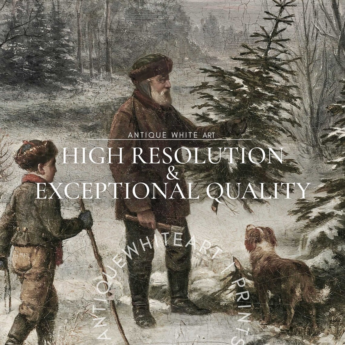 Vintage Winter Art Print, Rustic Holiday Decor - Image 4