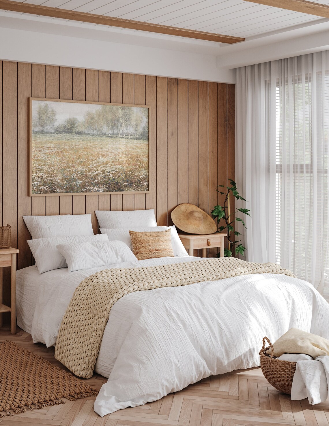 Wildflower Field Landscape, Vintage Farmhouse Art Print - Image 2
