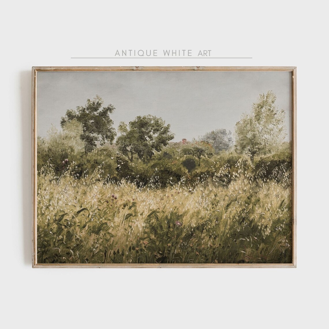 Wildflower Field Landscape Vintage Meadow Art Print