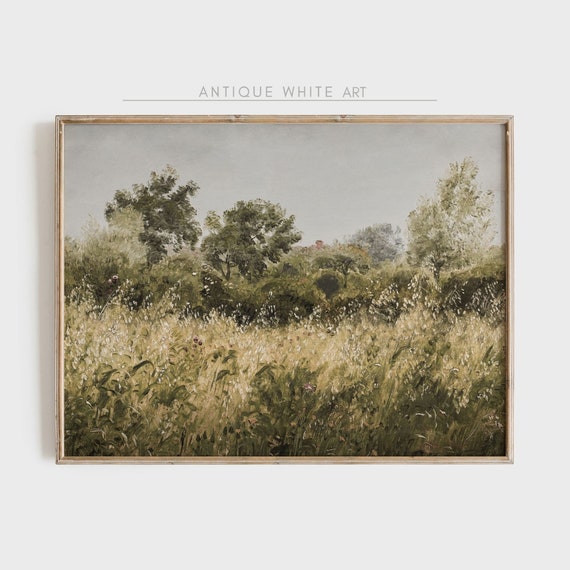 Wildflower Field Landscape Vintage Meadow Art Print