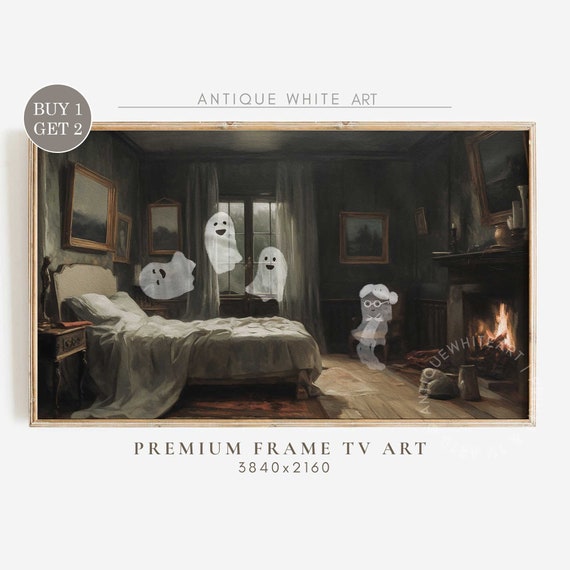 Cute Ghosts Spooky Halloween Tv Art Vintage Painting For Frame Tv Ghosts Painting Frame Tv Halloween Halloween Art For Tv Tv88
