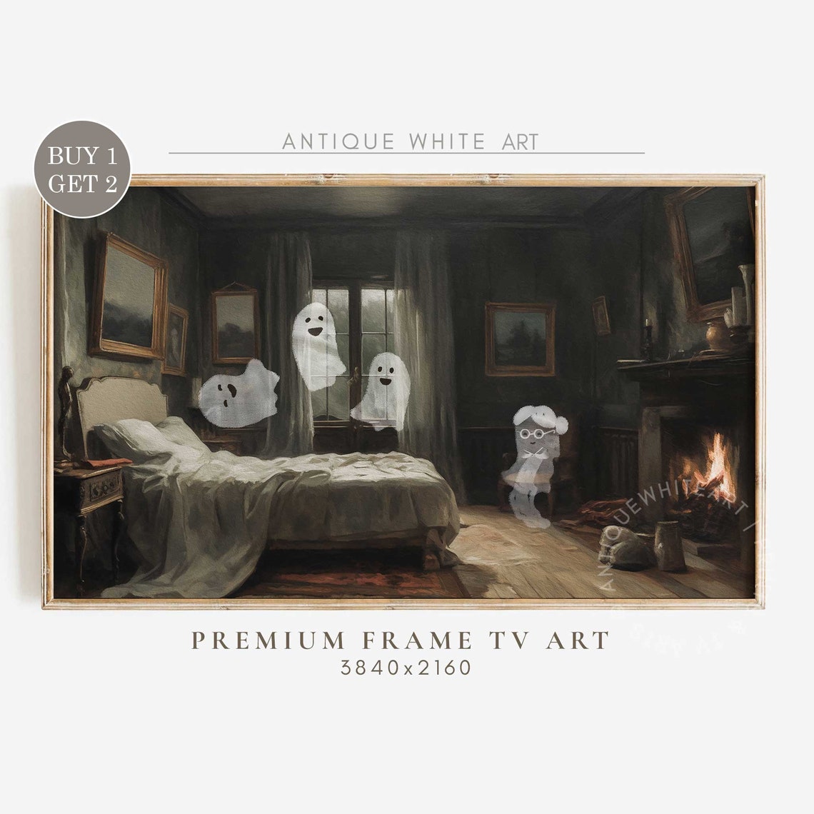 Spooky Bedroom Cute Ghosts Vintage Haunted Halloween Wall Art Print