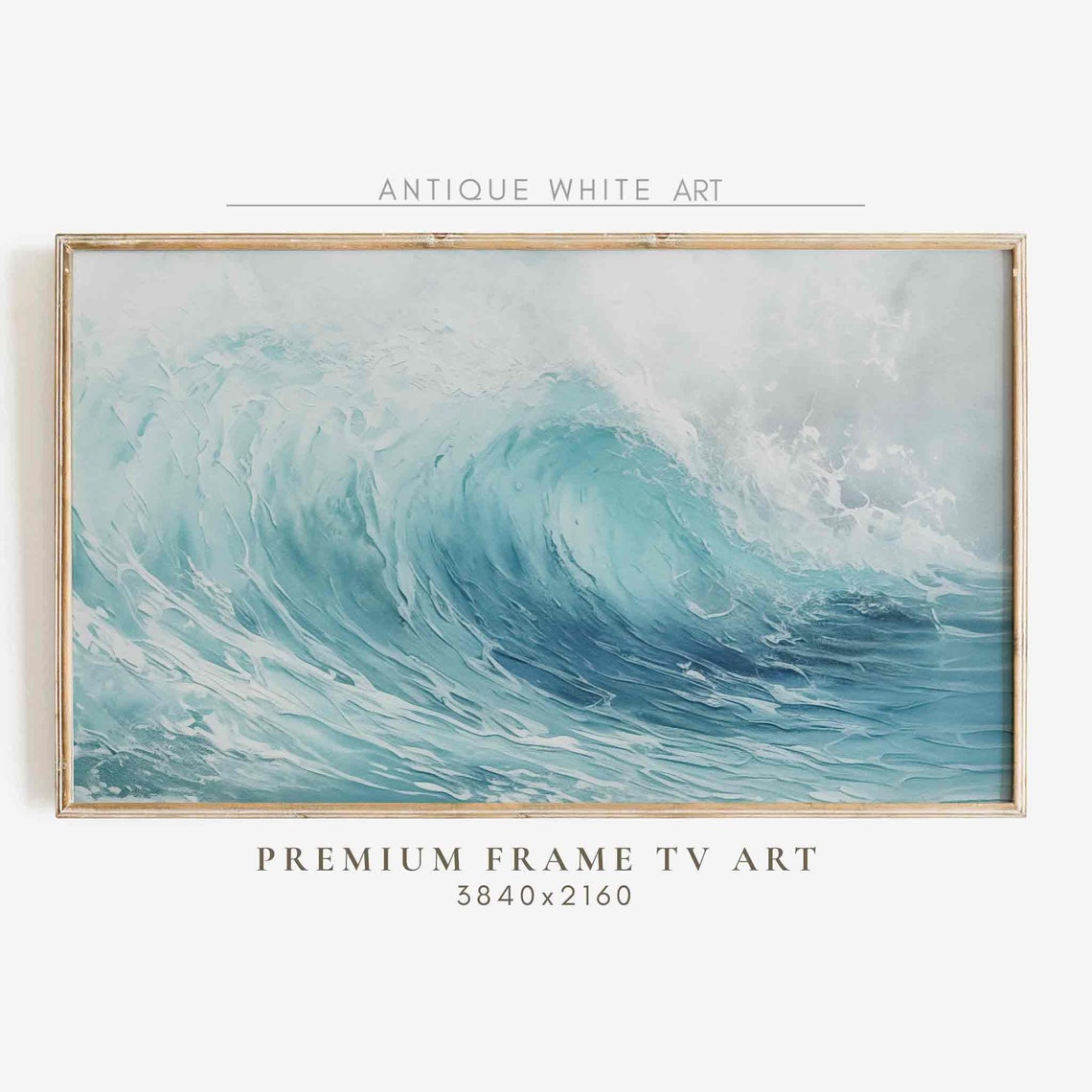 Turquoise Ocean Wave Curl Textured Abstract Seascape Wall Art Poster