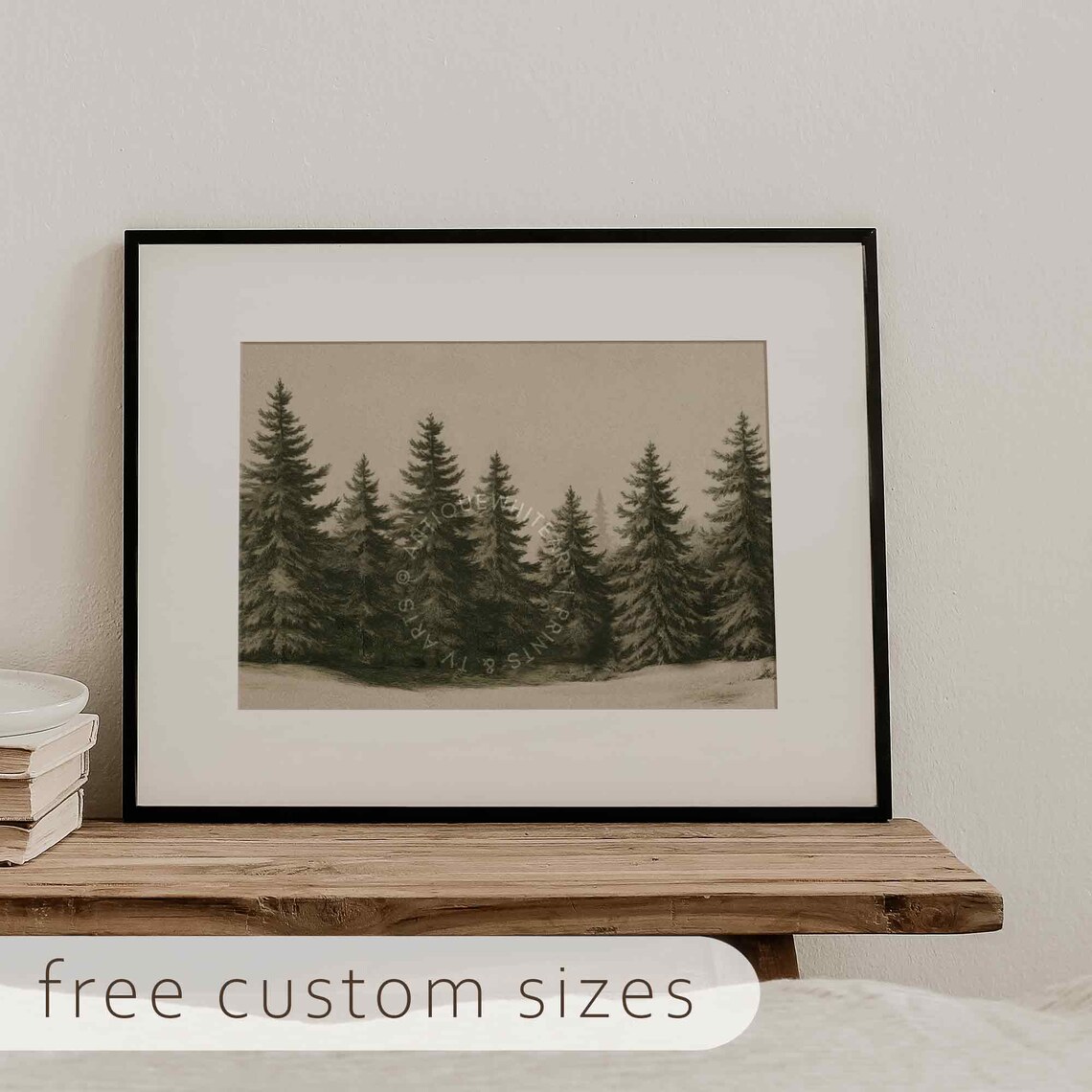 Winter Forest Country Christmas Art Print, Farmhouse - Image 4