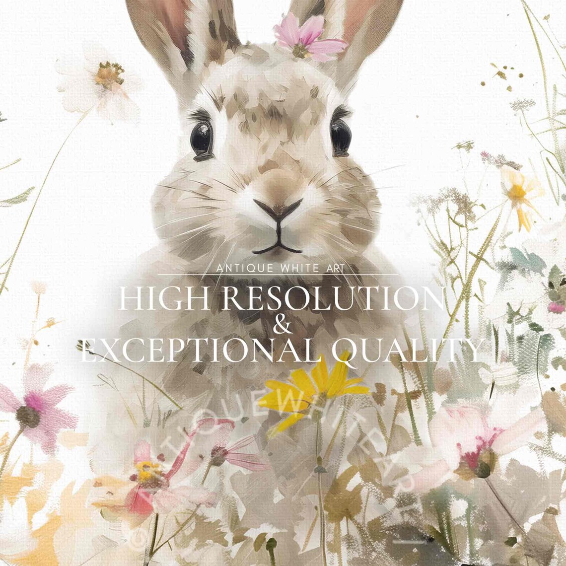 Easter Bunny Spring Wildflower Field Art Print - Image 3