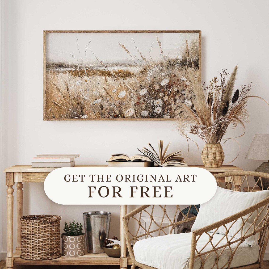 Halloween Wildflower Field Vintage Fall Landscape Poster - Image 4