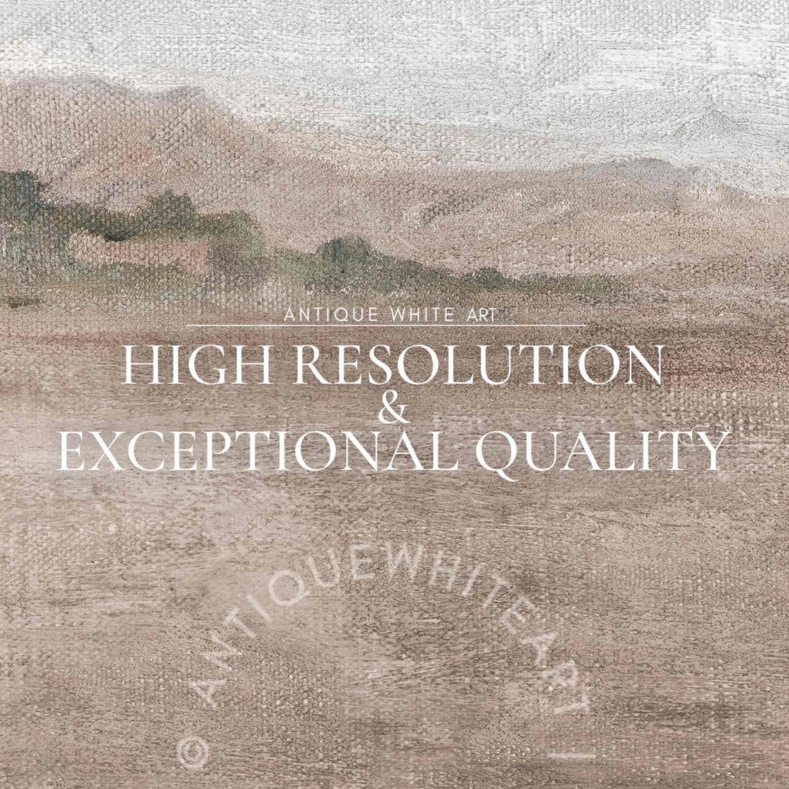 Muted Beige Mountain Landscape Vintage Style Neutral Wall Art Poster - Image 3