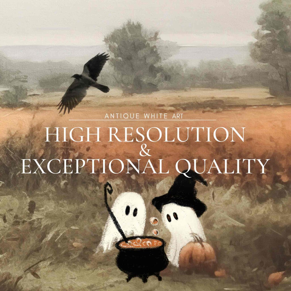 Halloween Ghost Painting, Quirky Farmhouse Art Print - Image 3