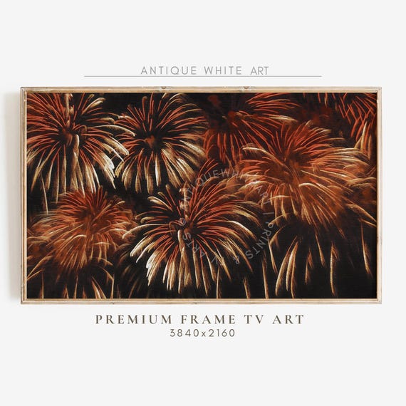 New Year Frame Tv Art Fireworks Art For Tv Year End Party Decor New Year Art Farmhouse Painting New Year Holiday Decor Wa103