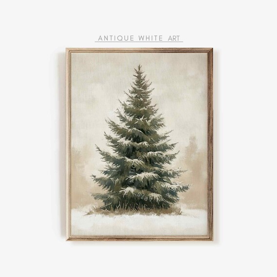 Christmas Tree Print Muted Winter Landscape Moody Farmhouse Decor Christmas Wall Art Pine Tree Art Winter Print Wall Art W150