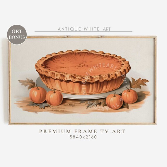 Vintage Pumpkin Pie With Mini Pumpkins Autumn Harvest Kitchen Wall Art Poster