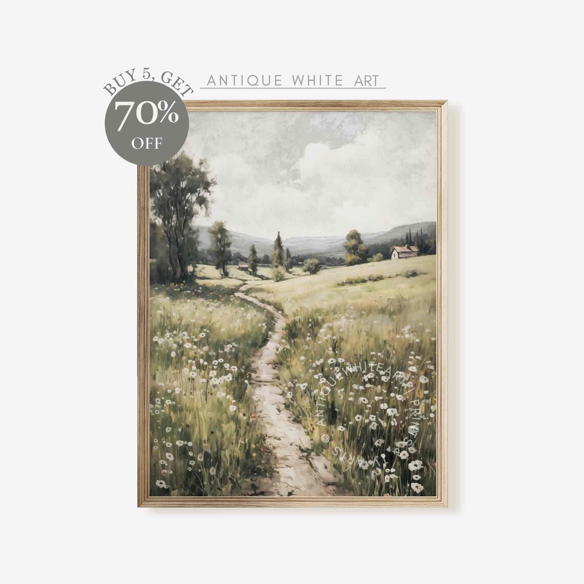 Country Summer Wildflower Field Landscape Art Print