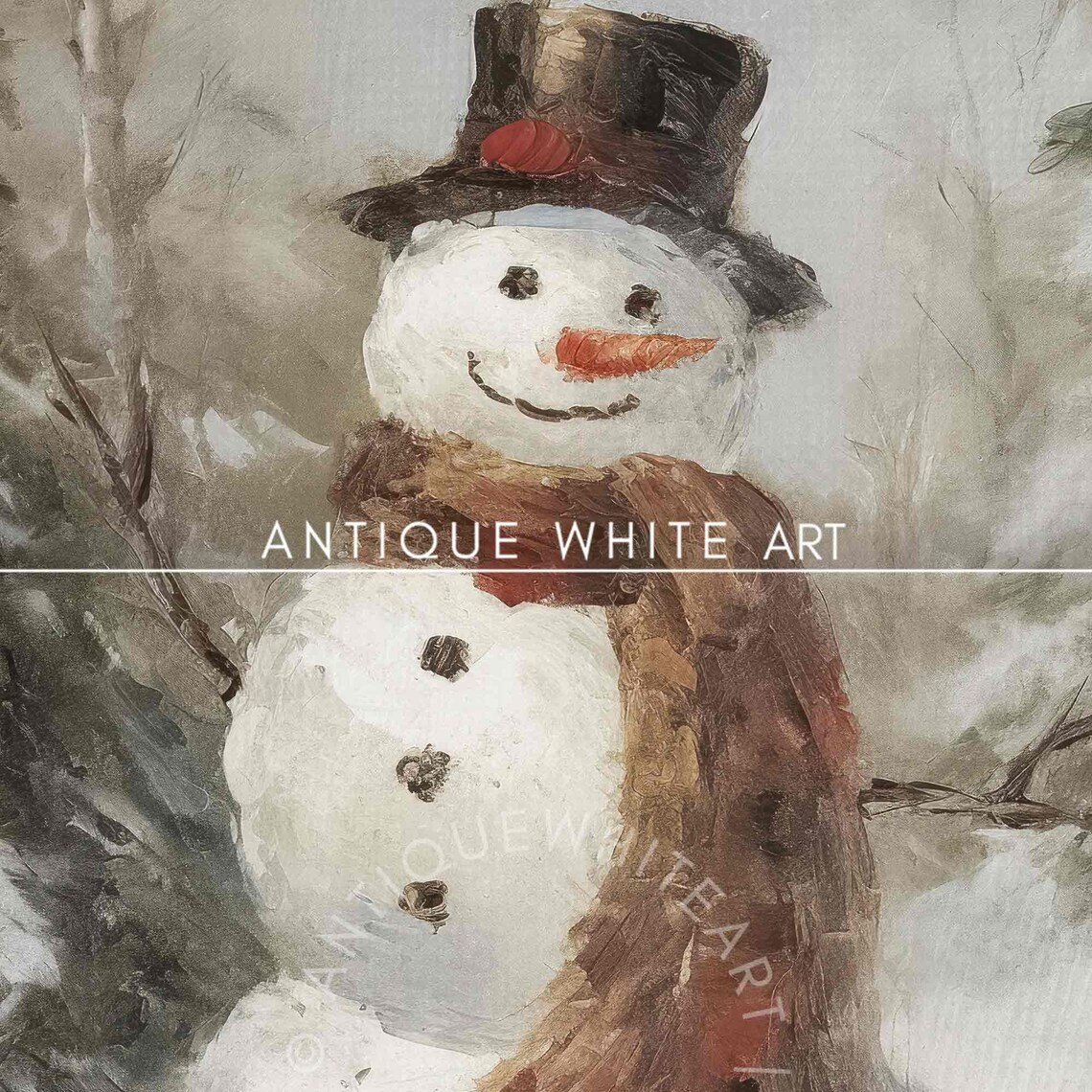 Snowman Christmas Farmhouse Winter Art Print - Image 2
