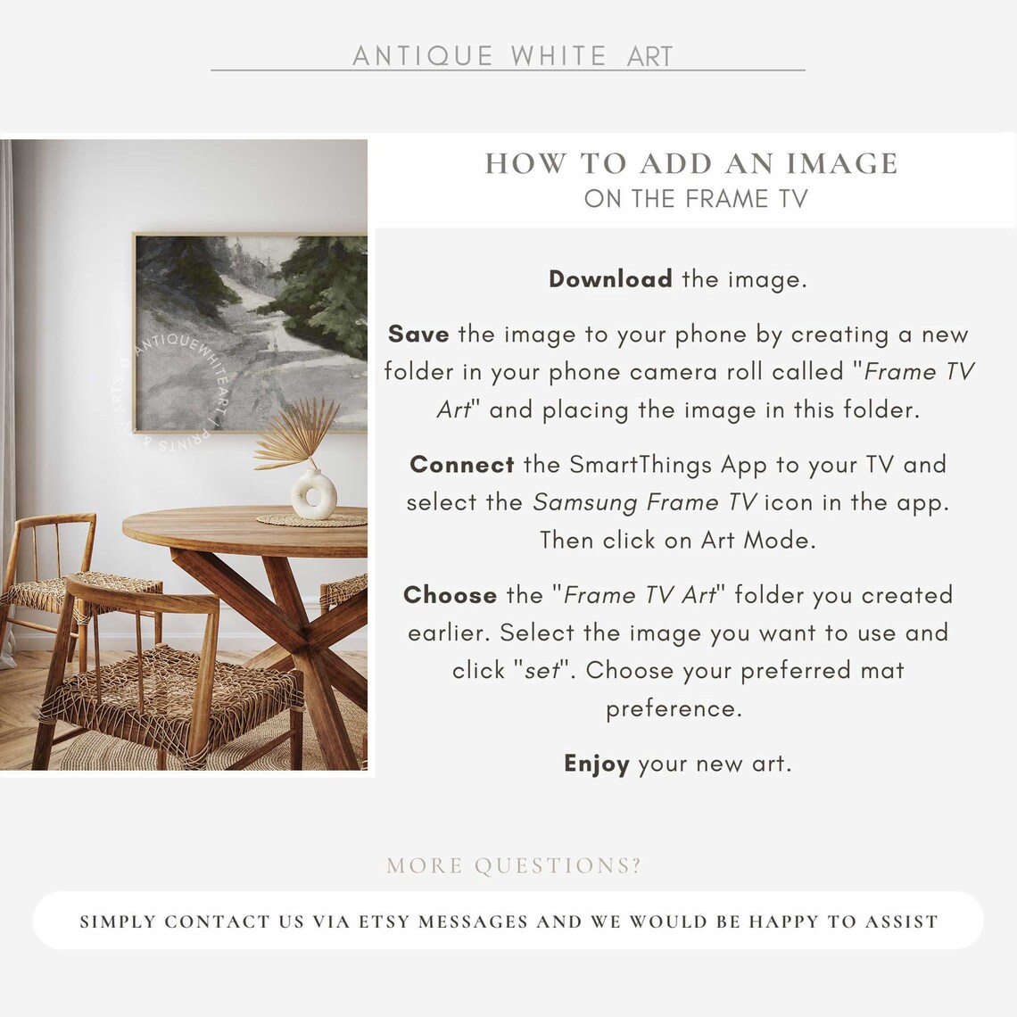 Vintage Snowy Winter Landscape Art Print, Farmhouse - Image 2