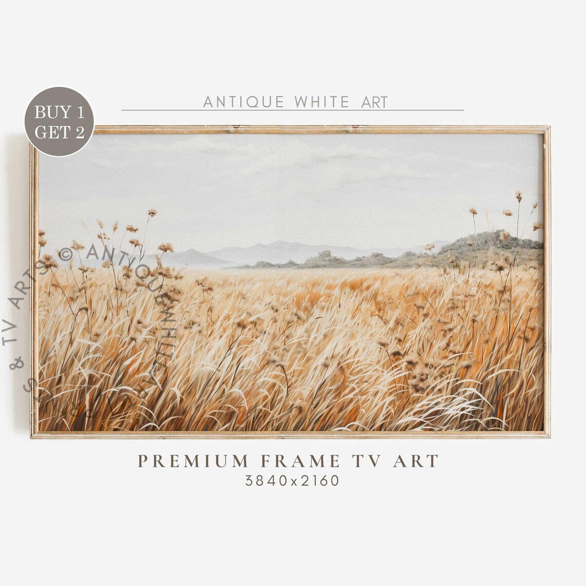 Golden Wheat Field Grass Meadow Neutral Farmhouse Wall Art Print