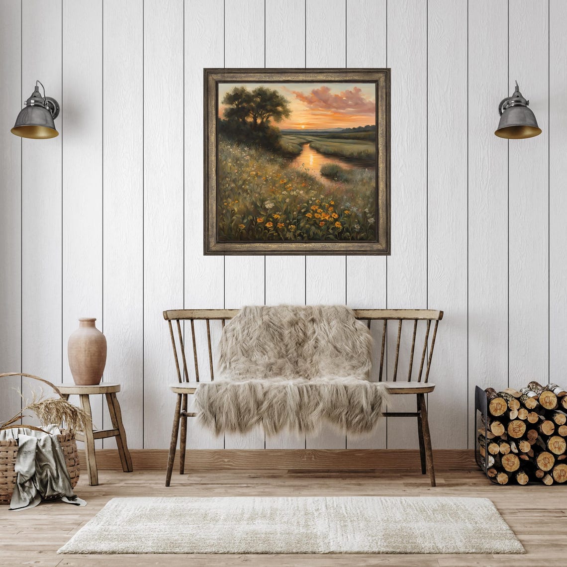 Fall Wildflower Wall Art Vintage Cottage Garden Decor Farmhouse Oil Painting Moody Kitchen Art Print Cottagecore Vintage Sunrise Landscape - Image 6