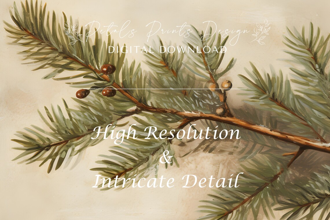 Christmas Evergreen Rustic Vintage Art Print - Image 3