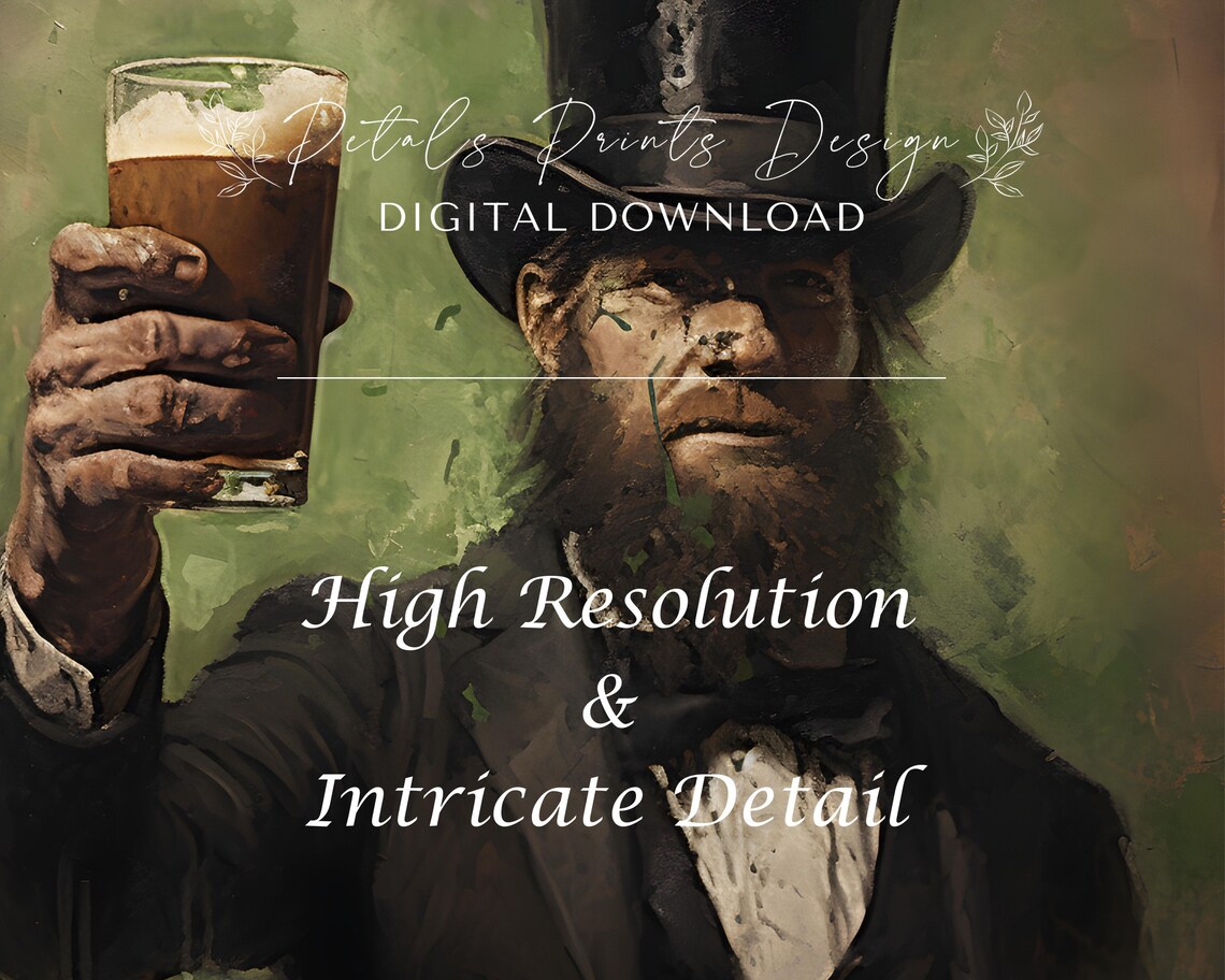 Bearded Irish Gentleman in Top Hat Raising a Pint of Stout Poster - Image 3