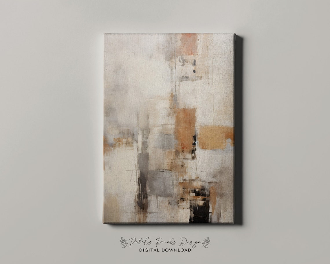 Soft Gray Beige Neutral Abstract Tan Block Minimalist Art Poster - Image 4
