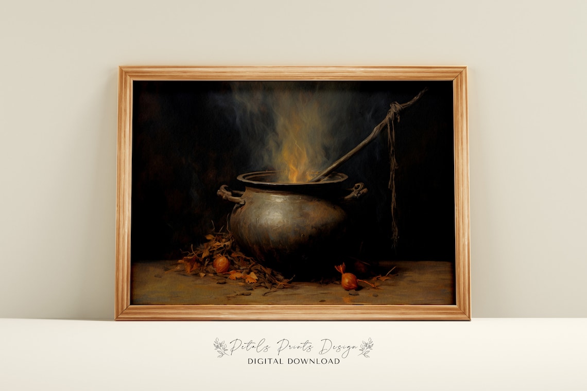 Vintage Witch Halloween Rustic Art Print