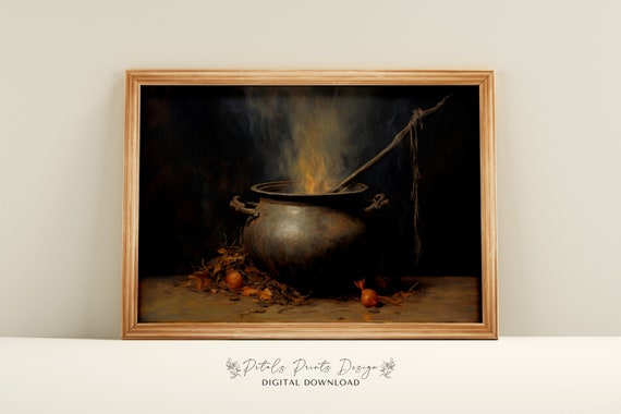 Vintage Witch Halloween Rustic Art Print