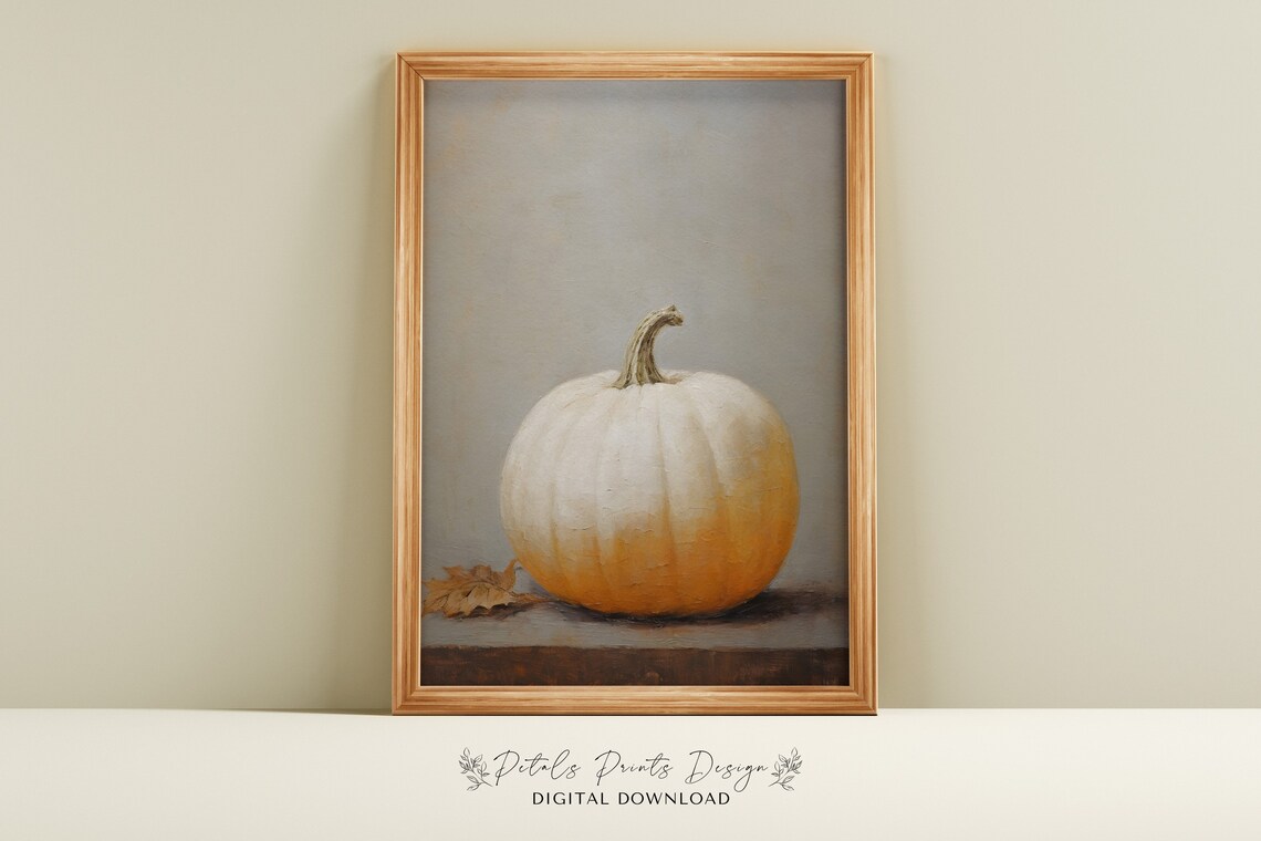 Rustic Pumpkin Still Life, Autumn Wall Art Print