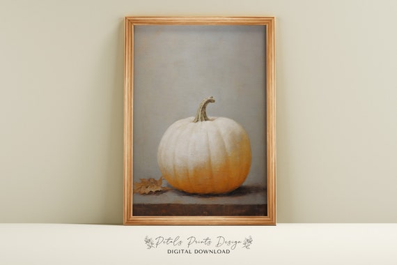 Rustic Pumpkin Still Life, Autumn Wall Art Print