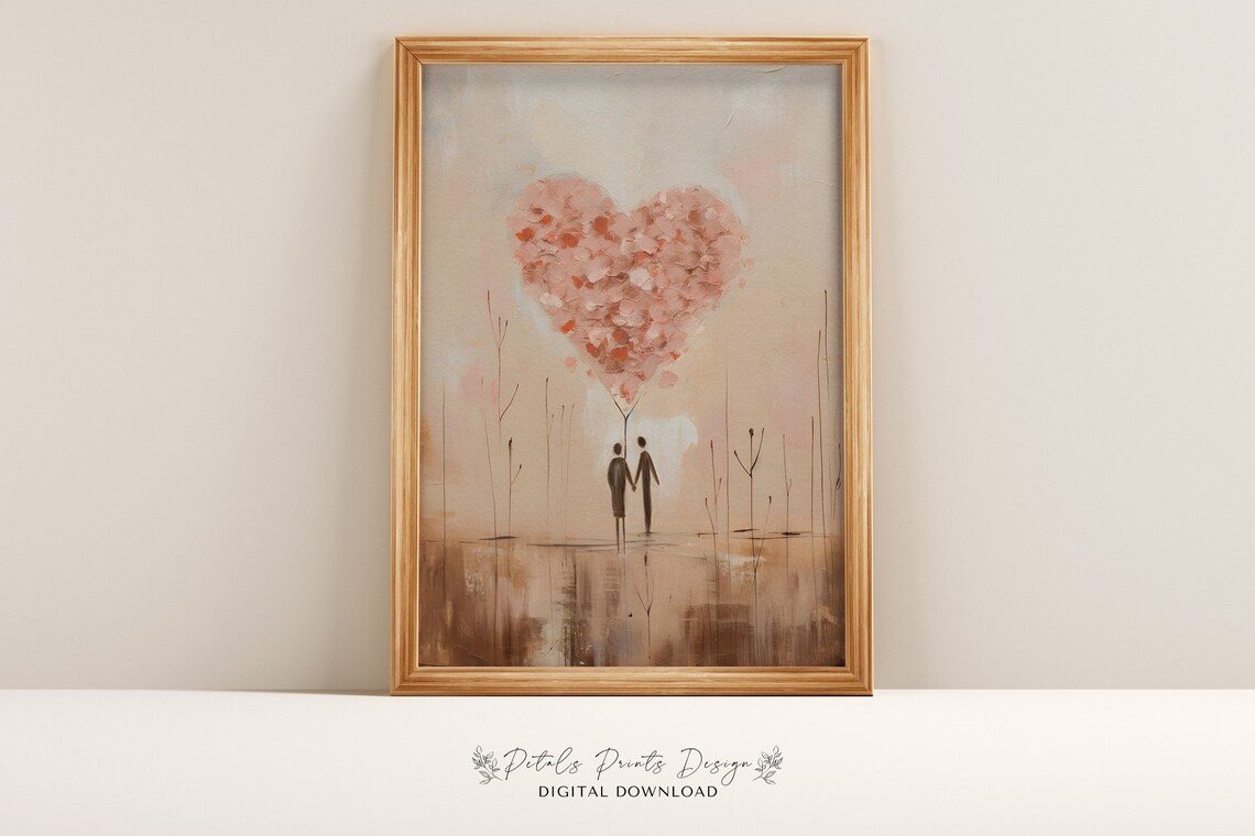 Valentine Red Pink Heart Watercolor Art Print