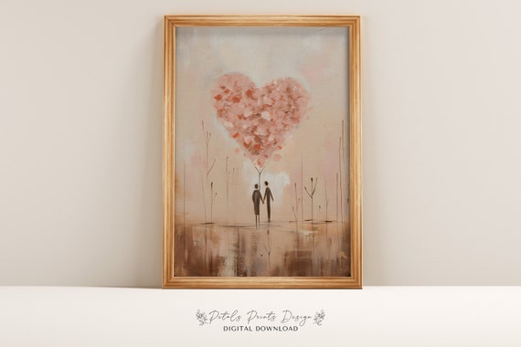 Valentine Red Pink Heart Watercolor Art Print