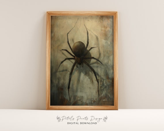 Vintage Spider Halloween Rustic Art Print