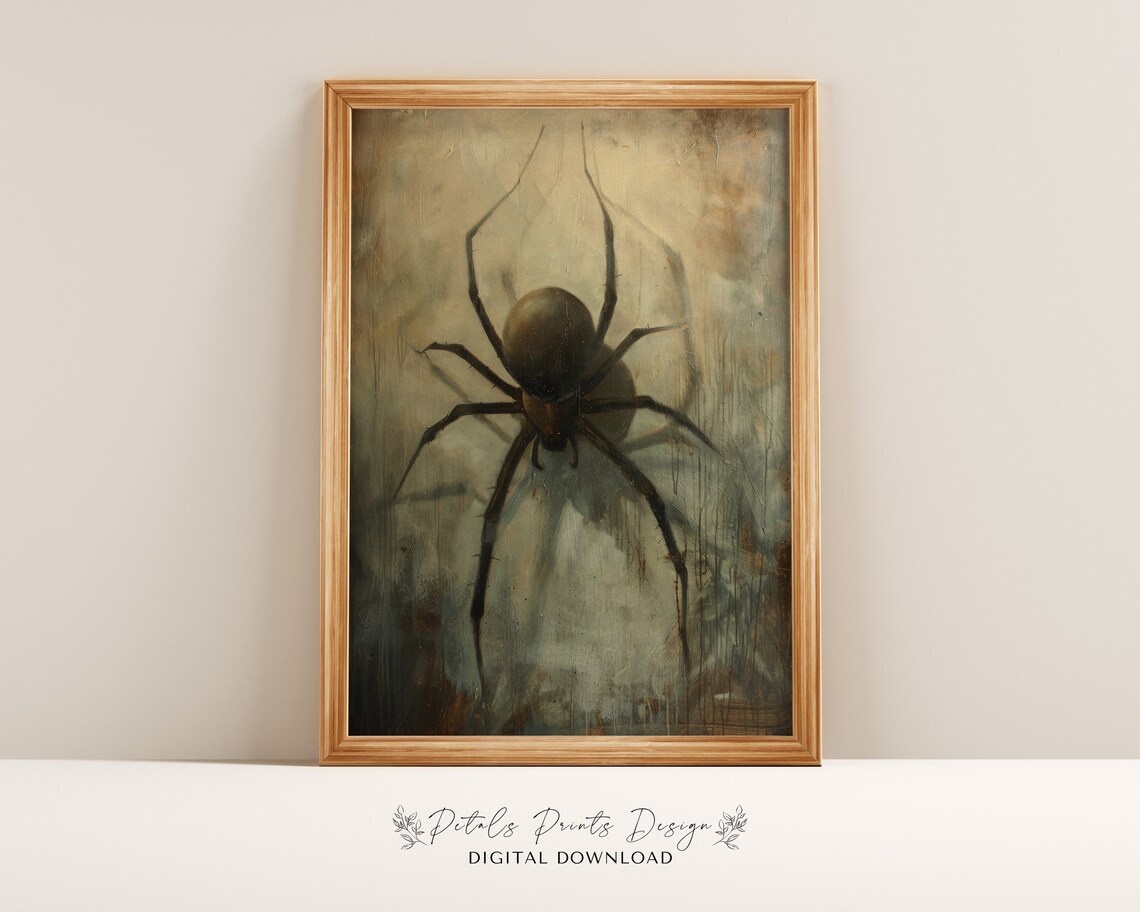 Vintage Spider Halloween Rustic Art Print